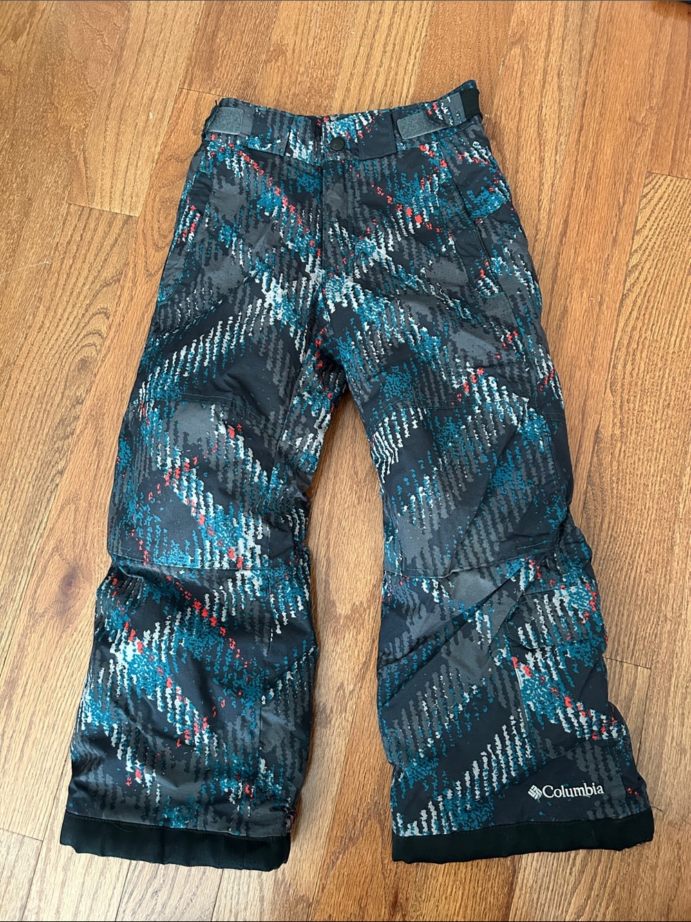 Columbia Kids Teal Black Plaid Insulated Snow Pants Size 6 / 7